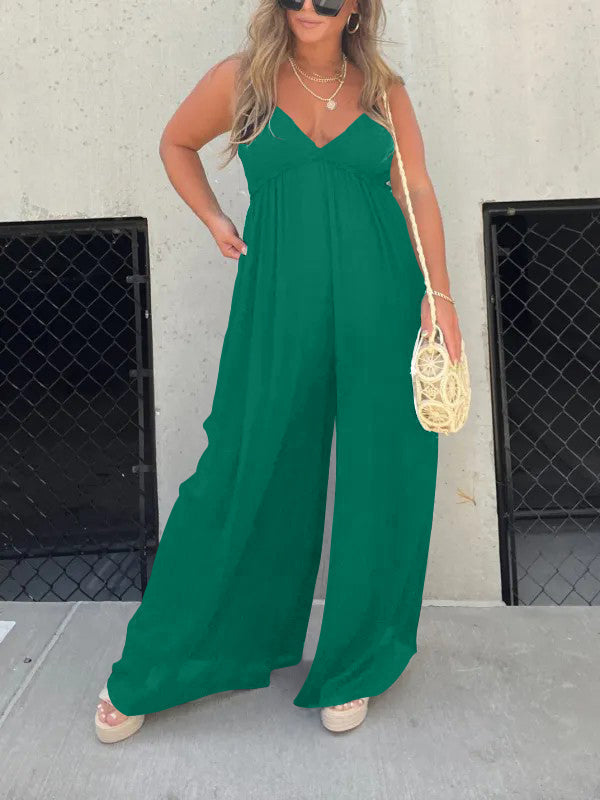 V-Neck Effortless Jumpsuit med vida ben