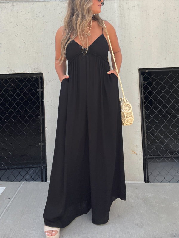 V-Neck Effortless Jumpsuit med vida ben