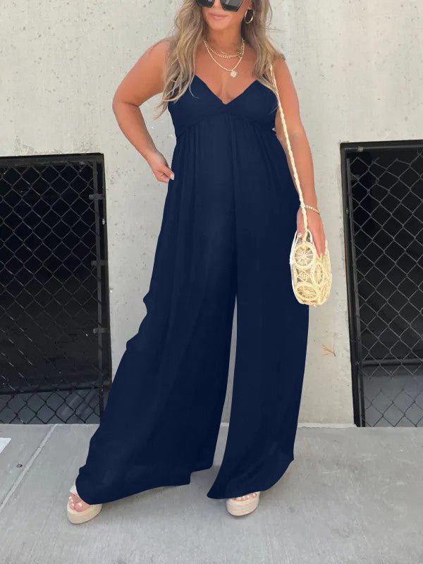 V-Neck Effortless Jumpsuit med vida ben