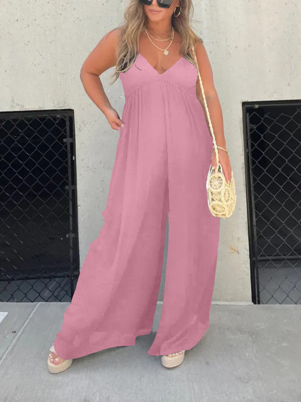 V-Neck Effortless Jumpsuit med vida ben