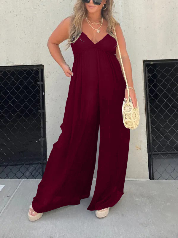 V-Neck Effortless Jumpsuit med vida ben