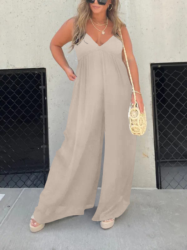 V-Neck Effortless Jumpsuit med vida ben