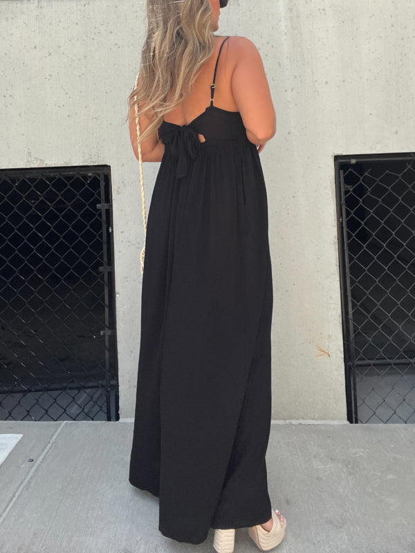 V-Neck Effortless Jumpsuit med vida ben