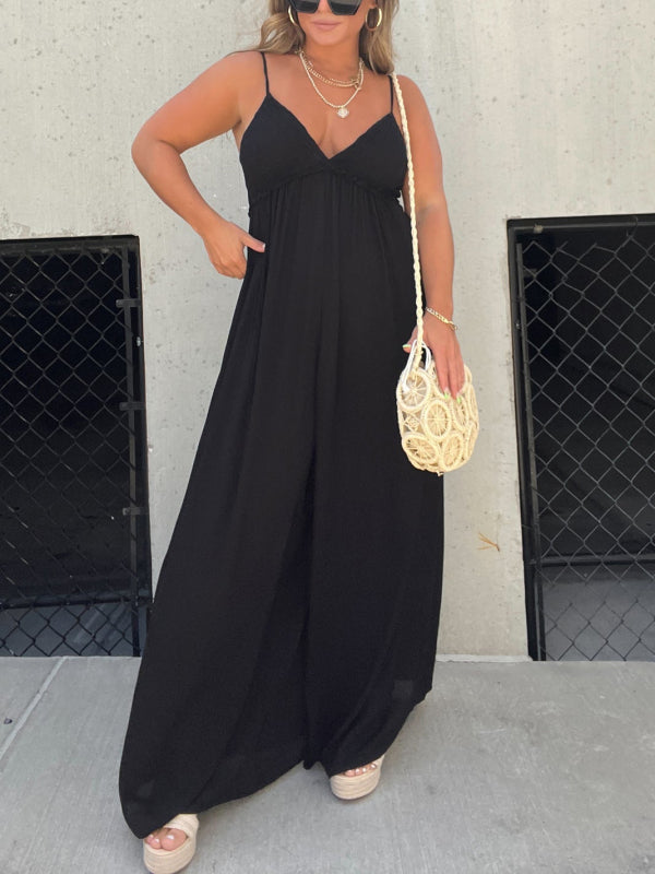 V-Neck Effortless Jumpsuit med vida ben