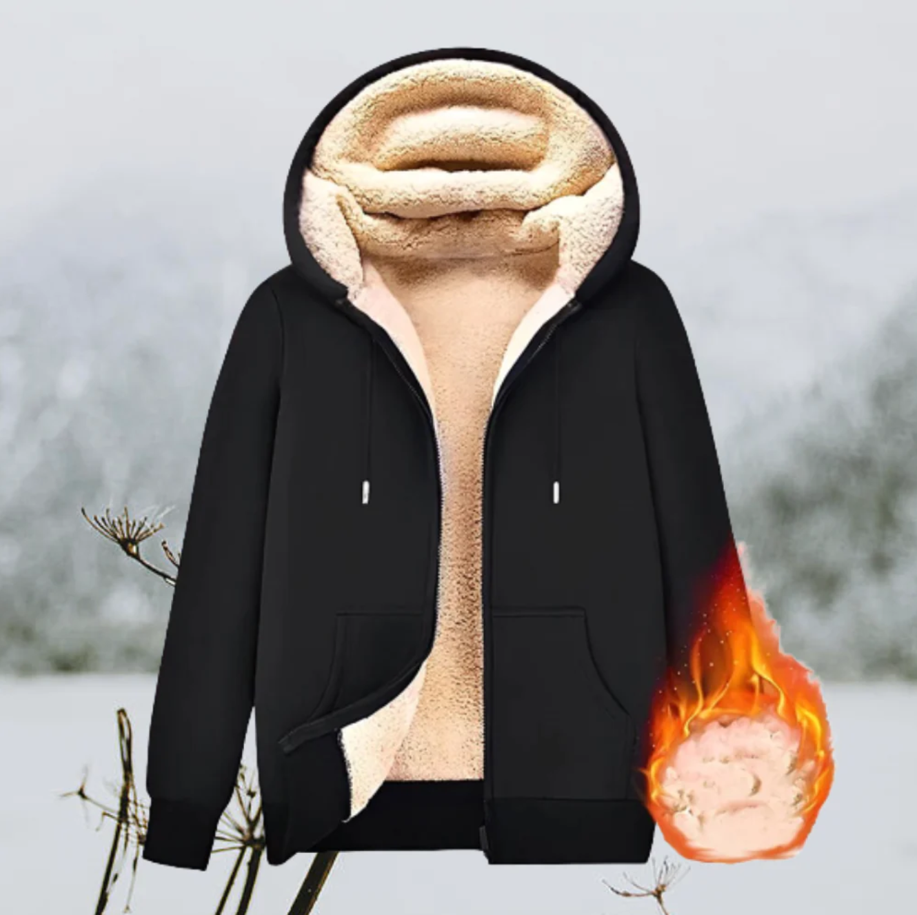 CozyHug™ | Kuschelige Unisex-Schafsfelljacke mit Kapuze